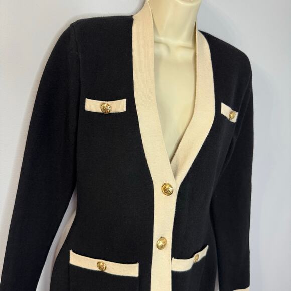 Express Tipped Novelty Button Sweater Jacket Black Preppy Casual Wardrobe Sz S - Picture 8 of 13